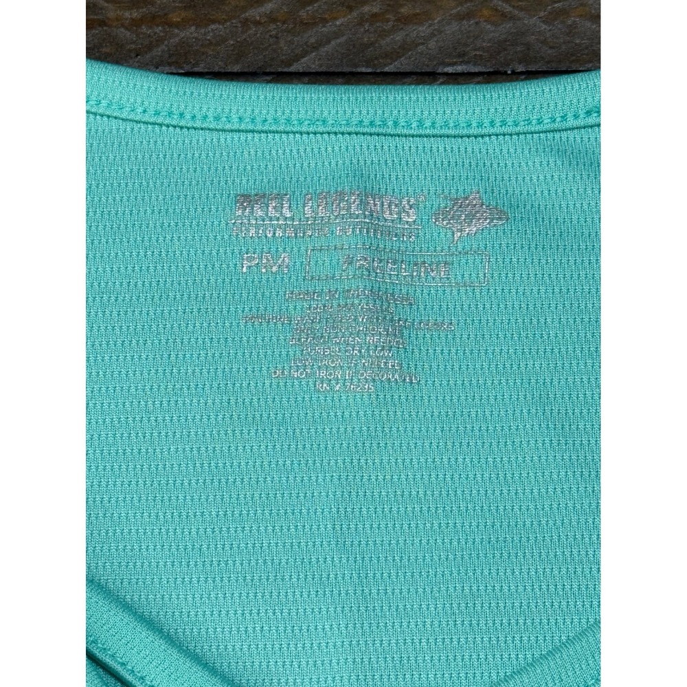 Reel Legends Freeline Top PM Aqua Mint Criss Cross V-Neck Activewear preloved - Picture 2 of 6